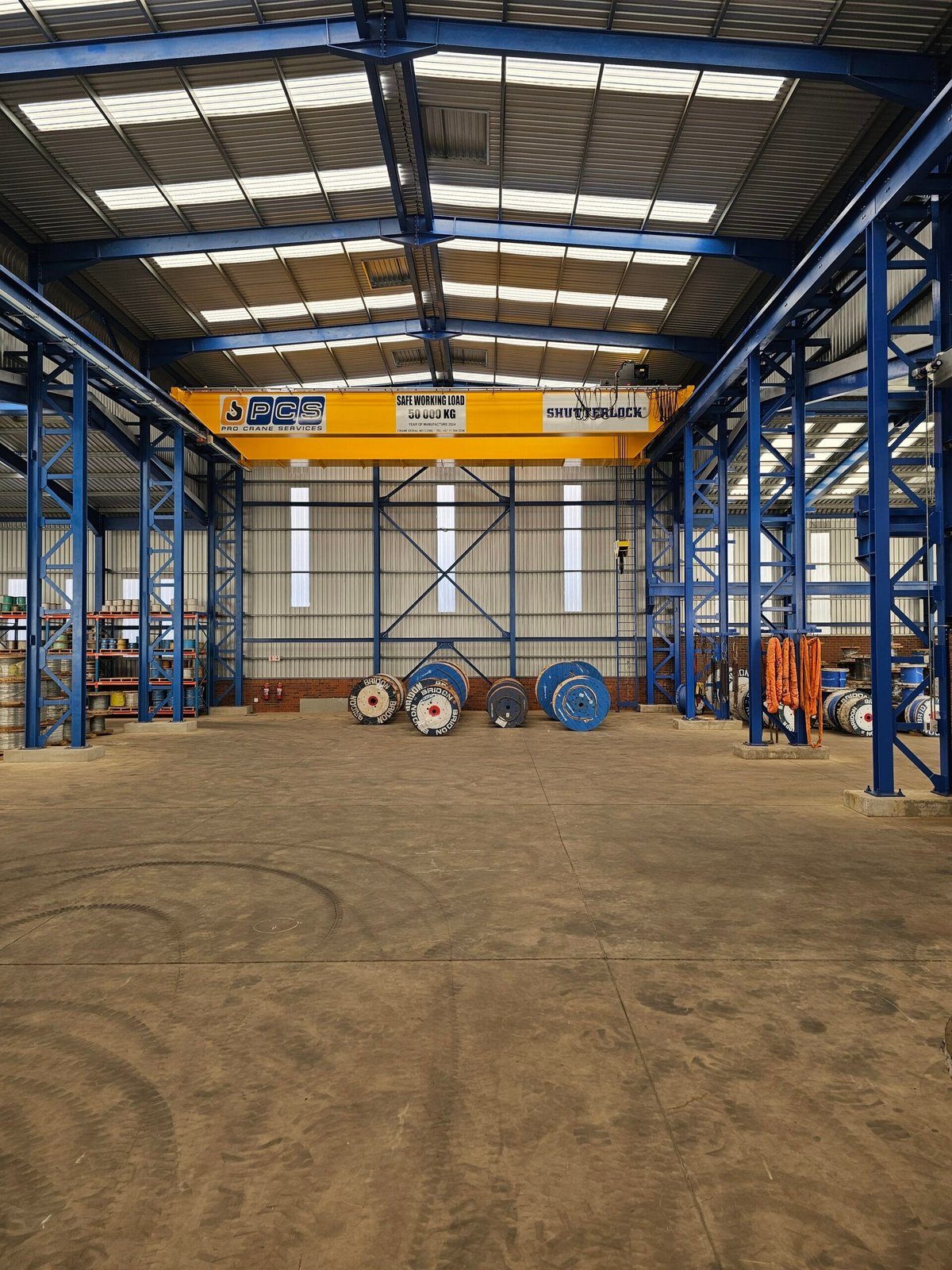 50-ton overhead crane inside the rope storage facility