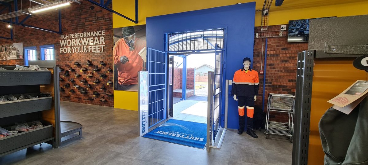Shutterlock PPE showroom with workwear and safety footwear displays